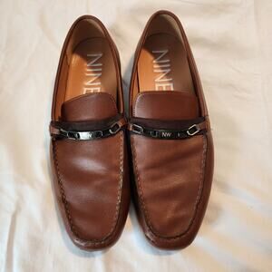 NIne West Damian loafer Men's size 12 faux leather brown Old school money